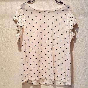 Loft Ruffle Sleeve Tee XL NWT